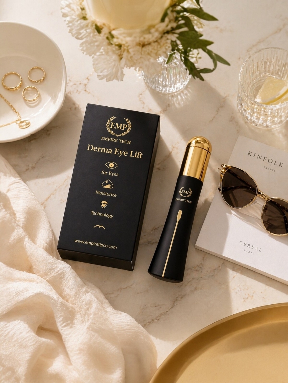 Empire Tech Derma Eye Lift Device Black Gold NIB Luxury - Picture 2 of 6